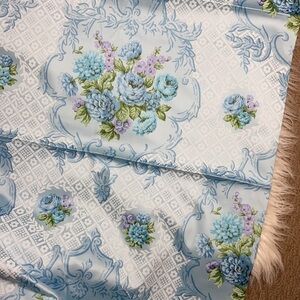 8 yards Heavy Vintage Cottagecore Fabric Blue Floral Print. Feminine Victorian
